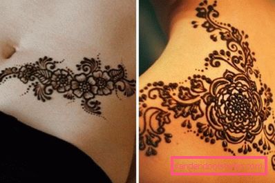 henna tetování na břiše a lopatku