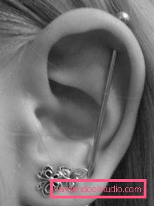 vertikální piercing ušní chrupavky vertikální piercing ušní chrupavky