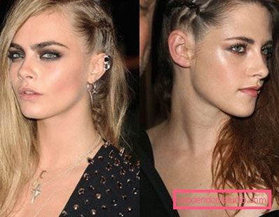 Kara Delvin a Kristen Stewart s imitací oholeného chrámu Kara Delvin a Kristen Stewart s imitací oholeného chrámu
